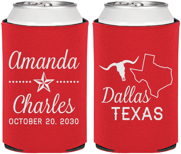 Personalized Wedding Can Coolers - Texas | 192