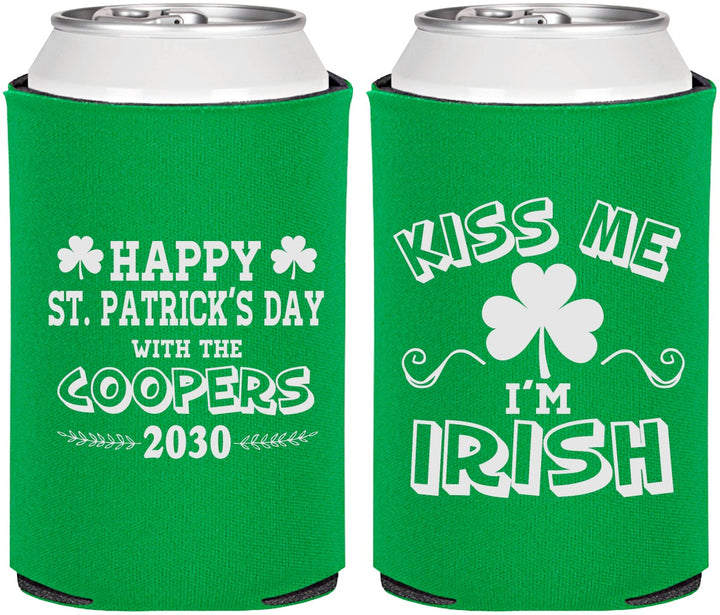Personalized St Patricks Day Can Coolers - Kiss Me I Am Irish | 200004