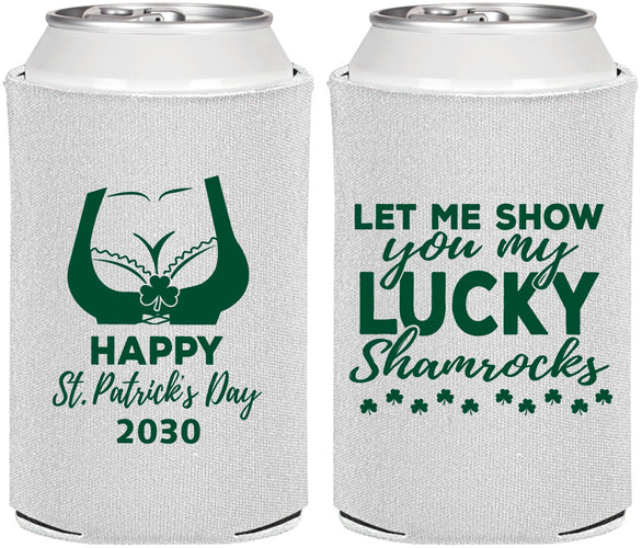 Personalized St Patricks Day Can Coolers - Shamrocks | 200015