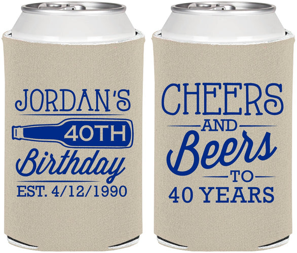 Personalized Birthday Can Coolers - Cheers Beers To 40 Years | 20002