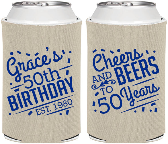 Personalized Birthday Can Coolers - Cheers Beers To 50 Years | 20003