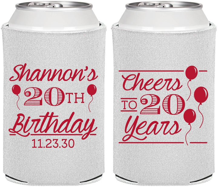 Personalized Birthday Can Coolers - Cheers To 20 Years | 20004