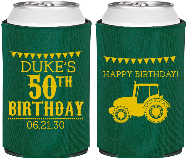 Personalized Birthday Can Coolers - 50th Tractor | 20005