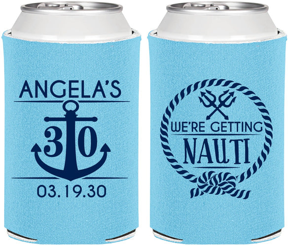 Personalized Birthday Can Coolers - 30th Nautical | 20010