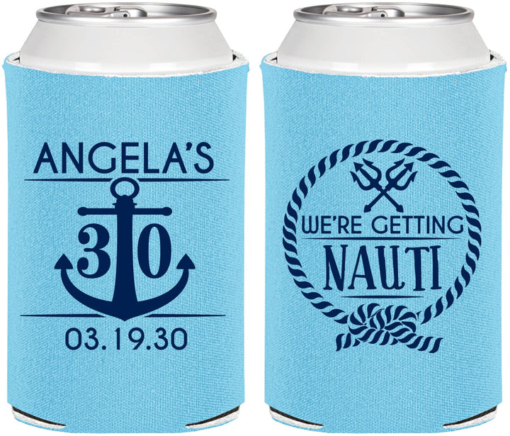 Personalized Birthday Can Coolers - 30th Nautical | 20010