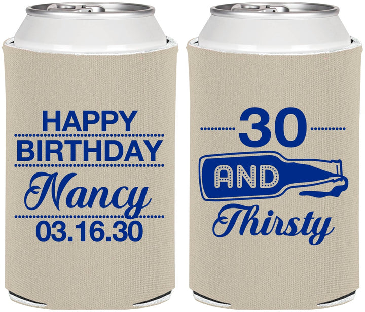 Personalized Birthday Can Coolers - 30 And Thirsty | 20014