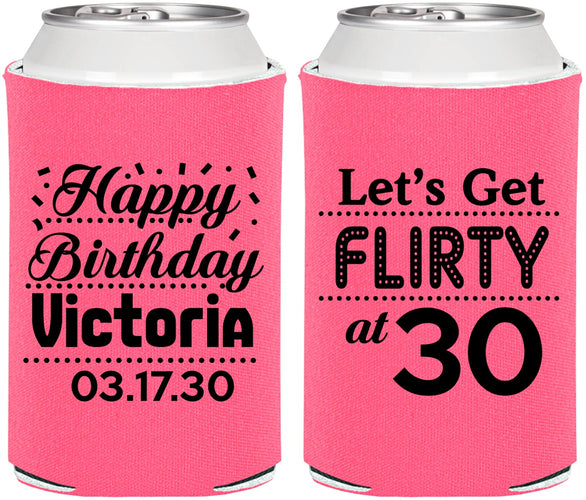 Personalized Birthday Can Coolers - Flirty At 30 | 20015