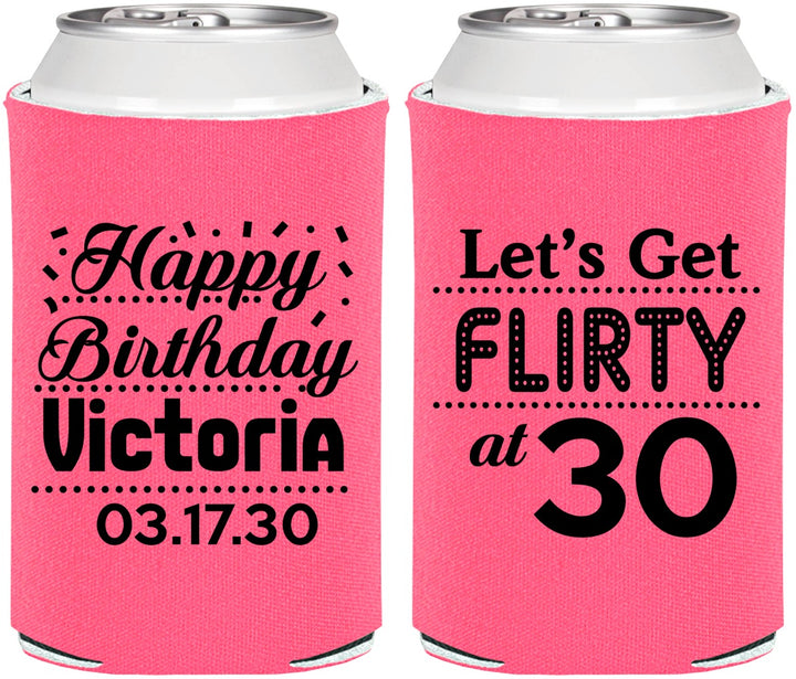 Personalized Birthday Can Coolers - Flirty At 30 | 20015