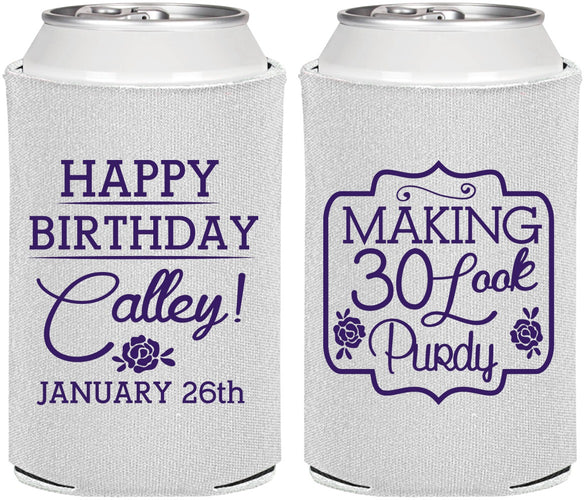 Personalized Birthday Can Coolers - 30 Look Purdy | 20022