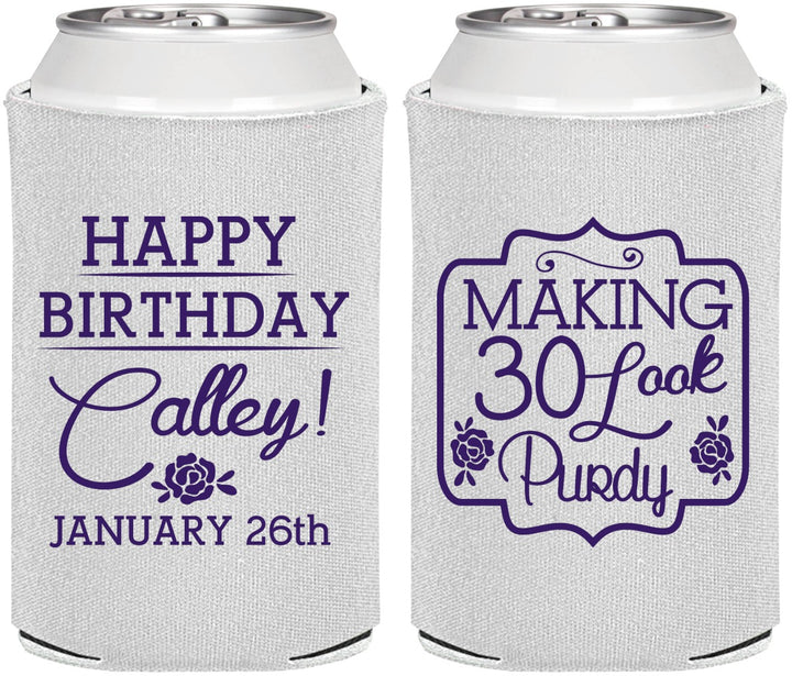 Personalized Birthday Can Coolers - 30 Look Purdy | 20022