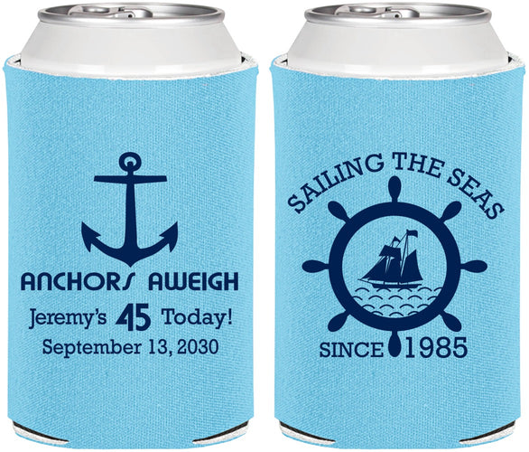 Personalized Birthday Can Coolers - 45th Nautical | 20023