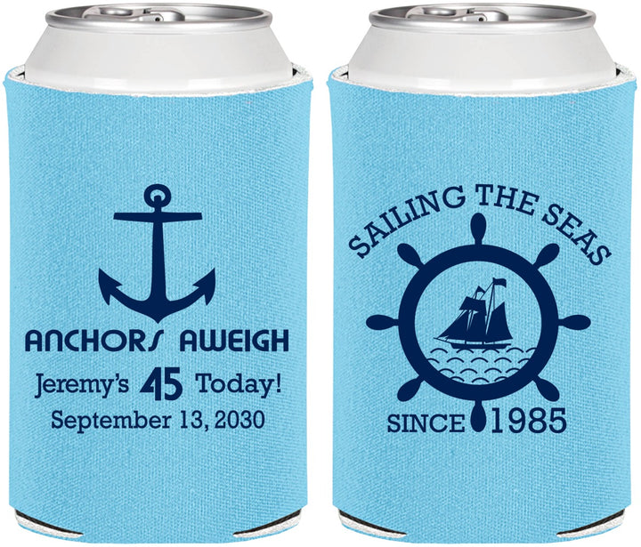 Personalized Birthday Can Coolers - 45th Nautical | 20023