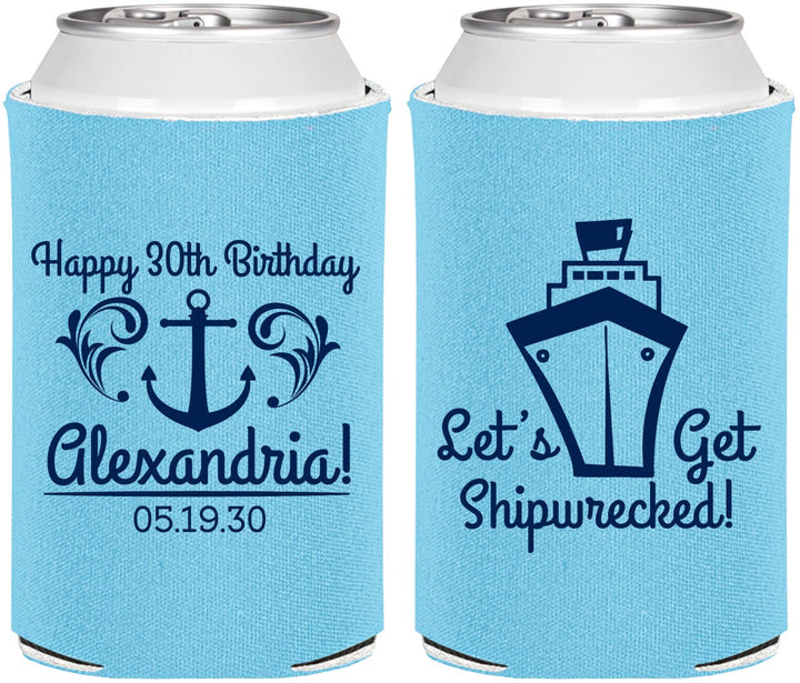 Personalized Birthday Can Coolers - 30th Shipwrecked | 20026