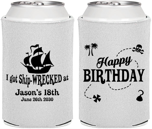 Personalized Birthday Can Coolers - 18th Shipwrecked | 20028