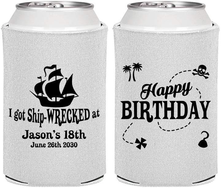 Personalized Birthday Can Coolers - 18th Shipwrecked | 20028