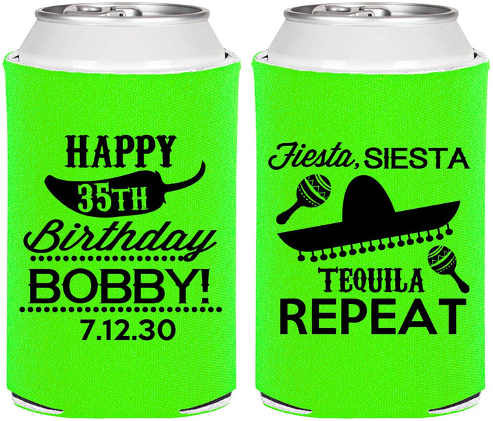 Personalized Birthday Can Coolers - 35th Fiesta Siesta Tequila | 20031