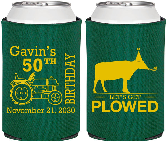 Personalized Birthday Can Coolers - 50th Lets Get Plowed | 20037