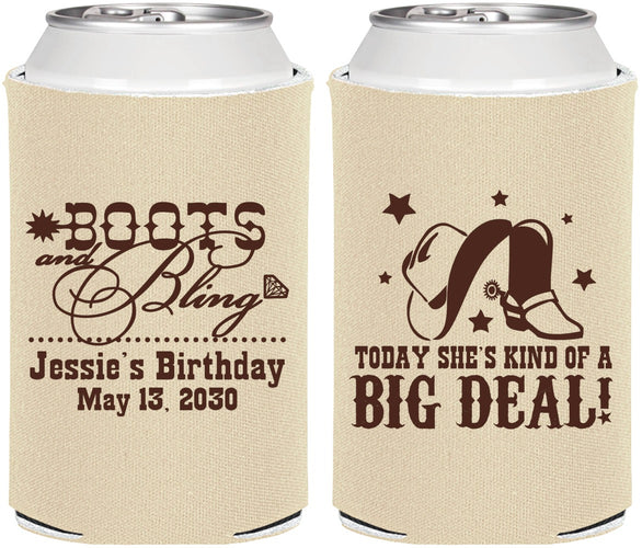 Personalized Birthday Can Coolers - Boots And Bling | 20038
