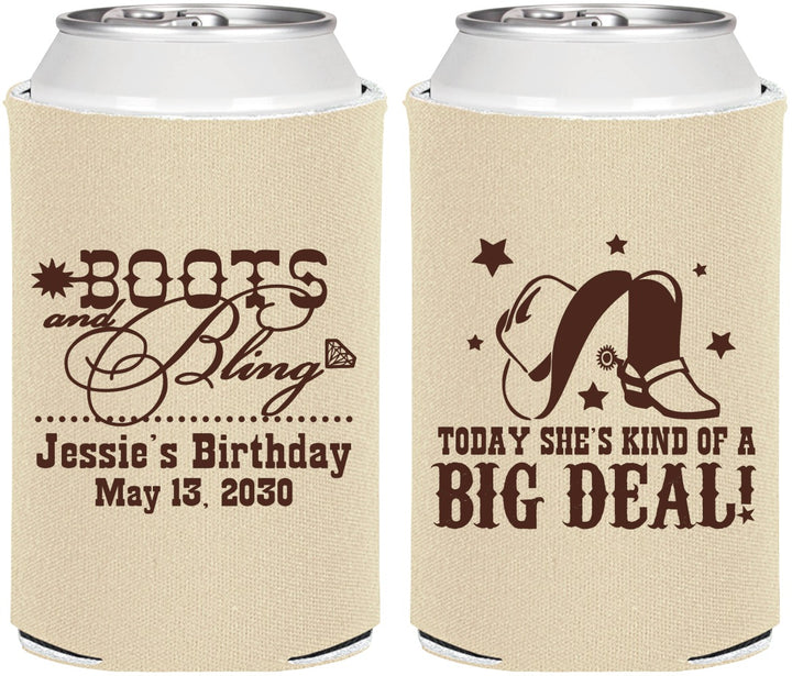 Personalized Birthday Can Coolers - Boots And Bling | 20038