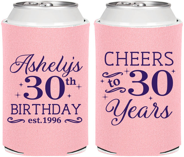 Personalized Birthday Can Coolers - Cheers To 30 Years | 20041