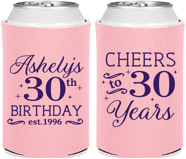 Personalized Birthday Can Coolers - Cheers To 30 Years | 20041