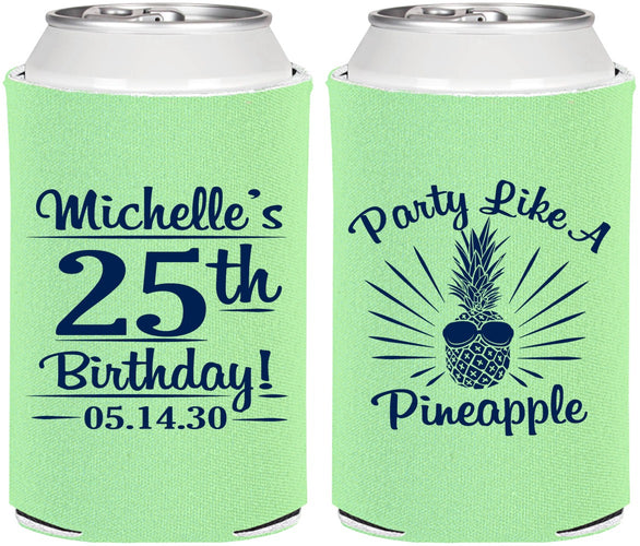 Personalized Birthday Can Coolers - 25th Pineapple | 20043