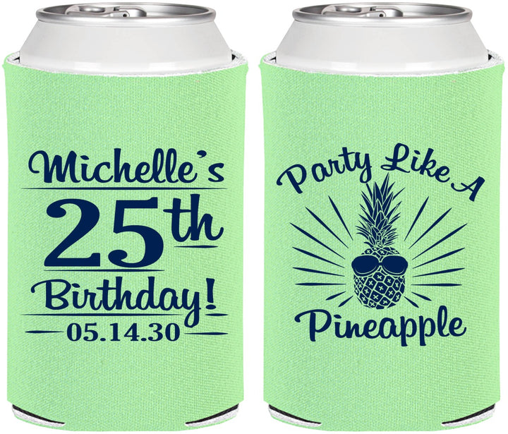Personalized Birthday Can Coolers - 25th Pineapple | 20043
