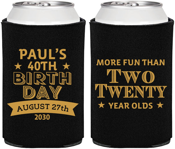 Personalized Birthday Can Coolers - 40th | 20045