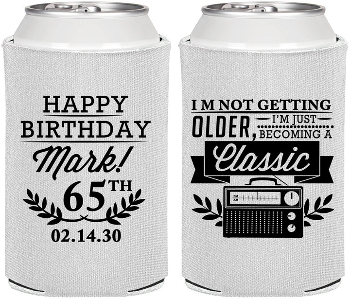 Personalized Birthday Can Coolers - 65th Classic Radio | 20056