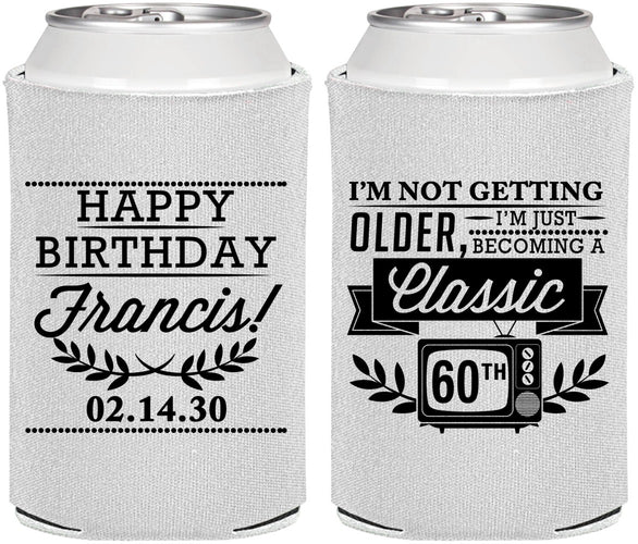 Personalized Birthday Can Coolers - 60th Classic Tv | 20057