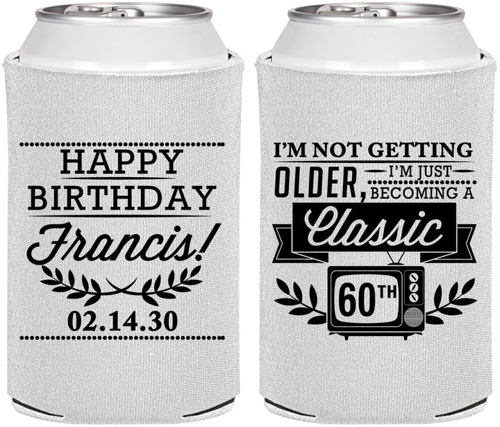 Personalized Birthday Can Coolers - 60th Classic Tv | 20057