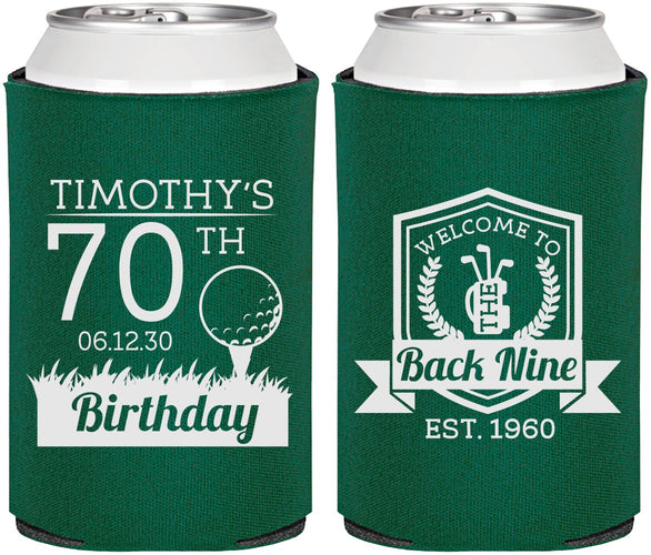 Personalized Birthday Can Coolers - 70th Golf | 20061