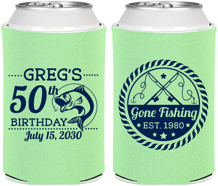 Personalized Birthday Can Coolers - 50th Nautical | 20065