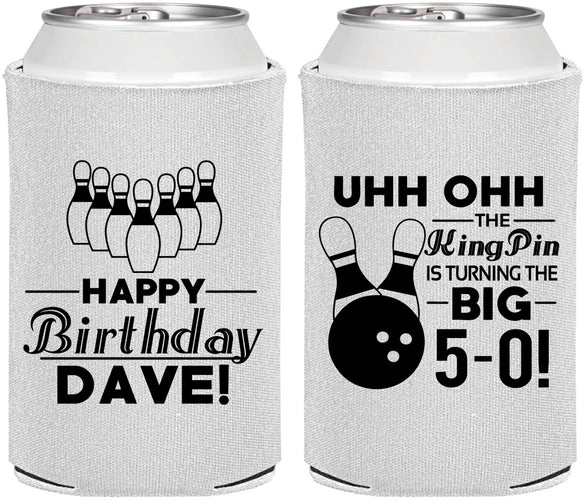 Personalized Birthday Can Coolers - 50th Bowing | 20071