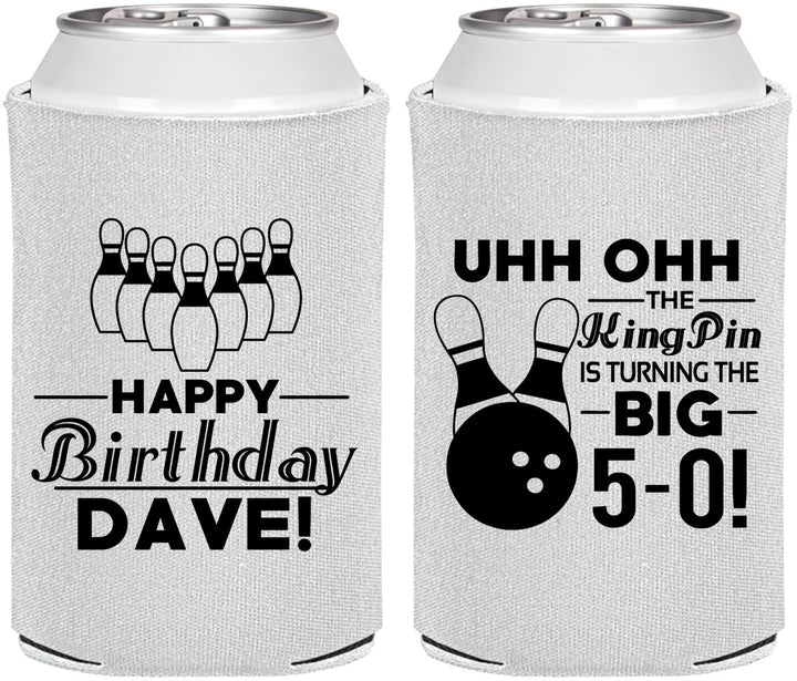 Personalized Birthday Can Coolers - 50th Bowing | 20071