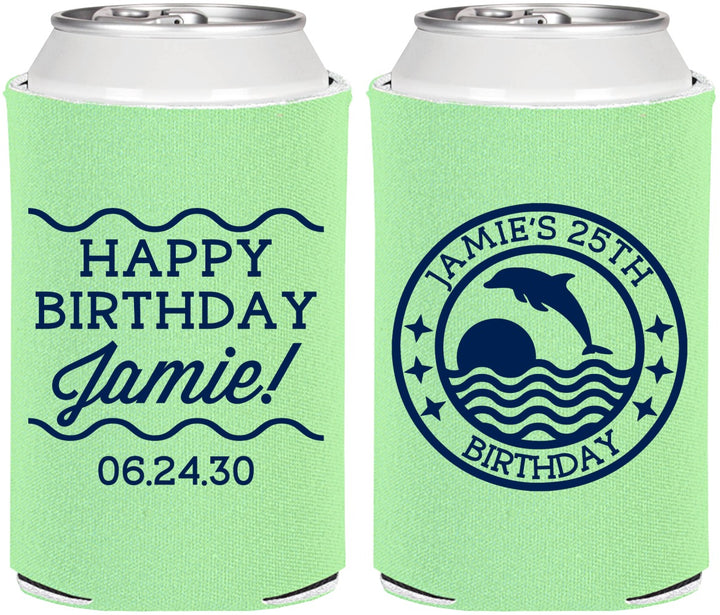 Personalized Birthday Can Coolers - 25th Dolphins | 20077