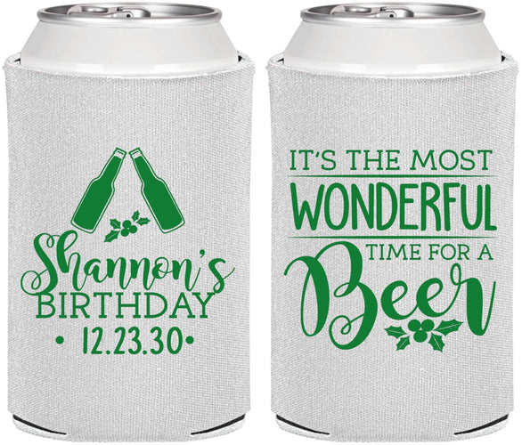 Personalized Birthday Can Coolers - Christmas | 20082