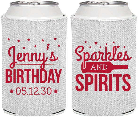 Personalized Birthday Can Coolers - Sparkles Spirits | 20083