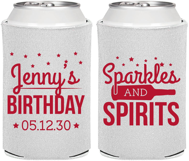 Personalized Birthday Can Coolers - Sparkles Spirits | 20083