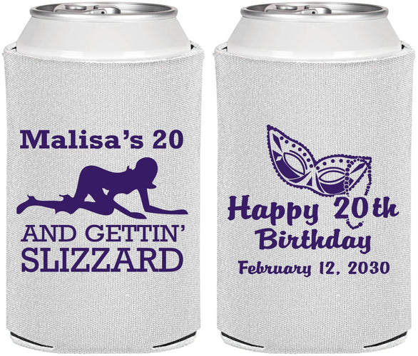 Personalized Birthday Can Coolers - 20th Mardi Gras | 20084