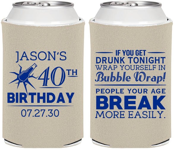 Personalized Birthday Can Coolers - 40th | 20088