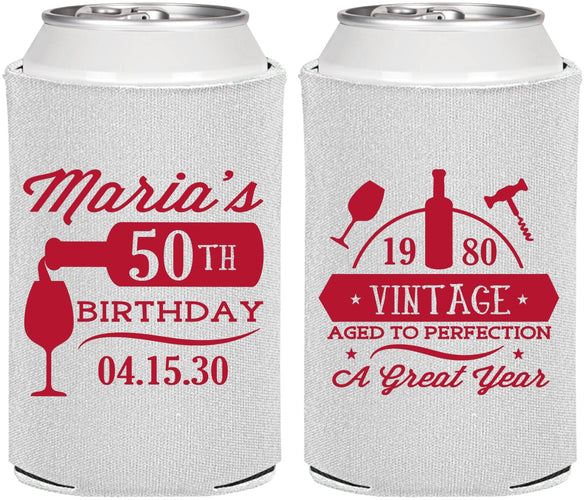 Personalized Birthday Can Coolers - 50th Wine | 20098