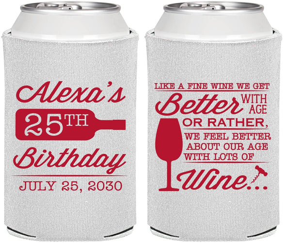 Personalized Birthday Can Coolers - 25th Wine | 20099