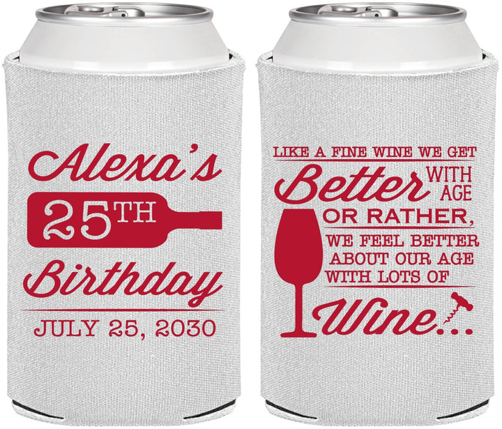 Personalized Birthday Can Coolers - 25th Wine | 20099