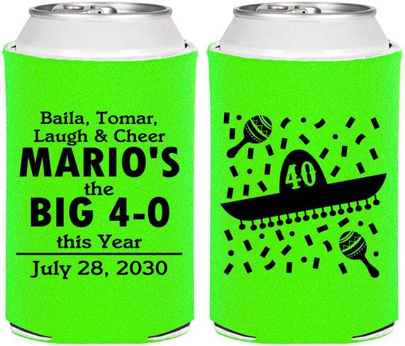 Personalized Birthday Can Coolers - 40th Mexico | 20109