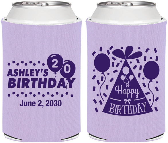 Personalized Birthday Can Coolers - 20th | 20114