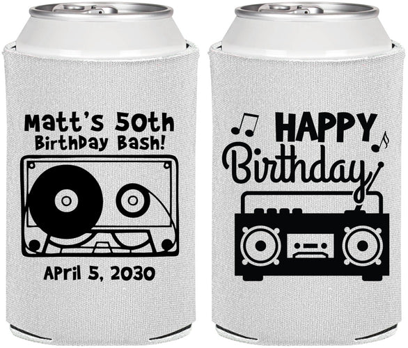 Personalized Birthday Can Coolers - 50th Cassette Tape | 20117