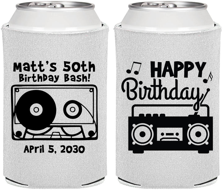 Personalized Birthday Can Coolers - 50th Cassette Tape | 20117