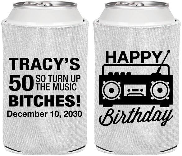 Personalized Birthday Can Coolers - 50th Cassette Tape | 20118