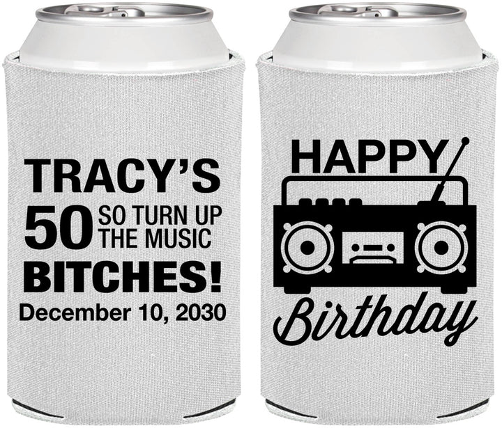 Personalized Birthday Can Coolers - 50th Cassette Tape | 20118